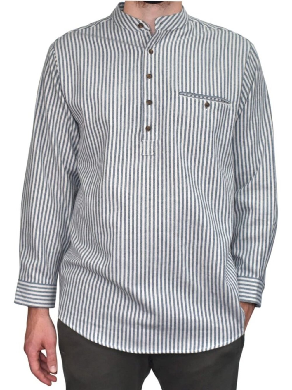 Cozy Flannel Cotton Grandfather Shirt - Stylish Ireland-Inspired Design